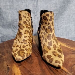 COLE HAAN ELYSE Leopard Print Calf Hair Ankle Bootie Women's 7